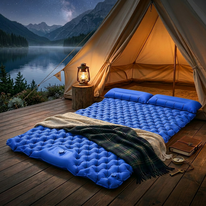 Ultralight Double Self-Inflating Trekking Mattress with Extra Wide Design | Ideal Comfort for Camping and Hiking