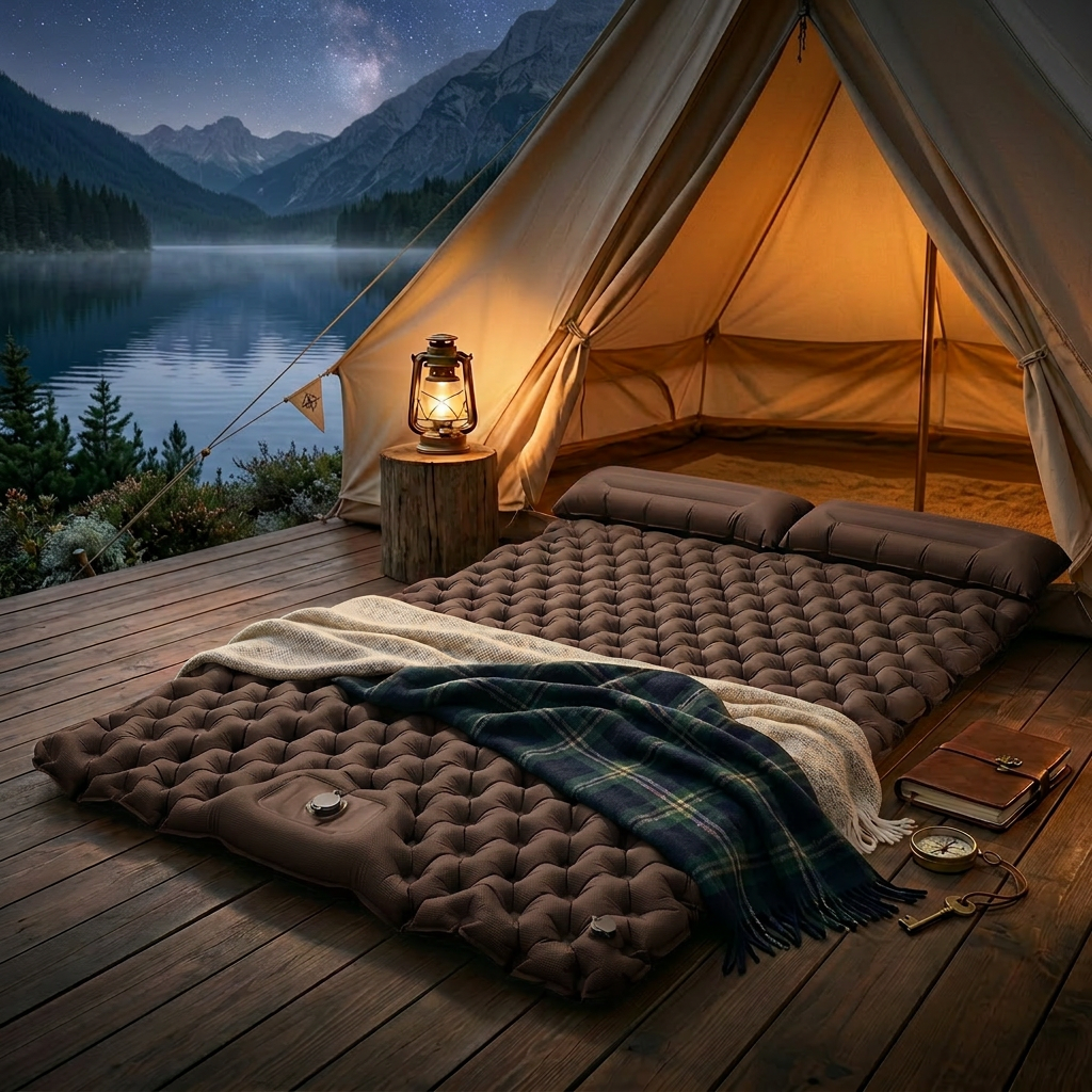 Ultralight Double Self-Inflating Trekking Mattress with Extra Wide Design | Ideal Comfort for Camping and Hiking
