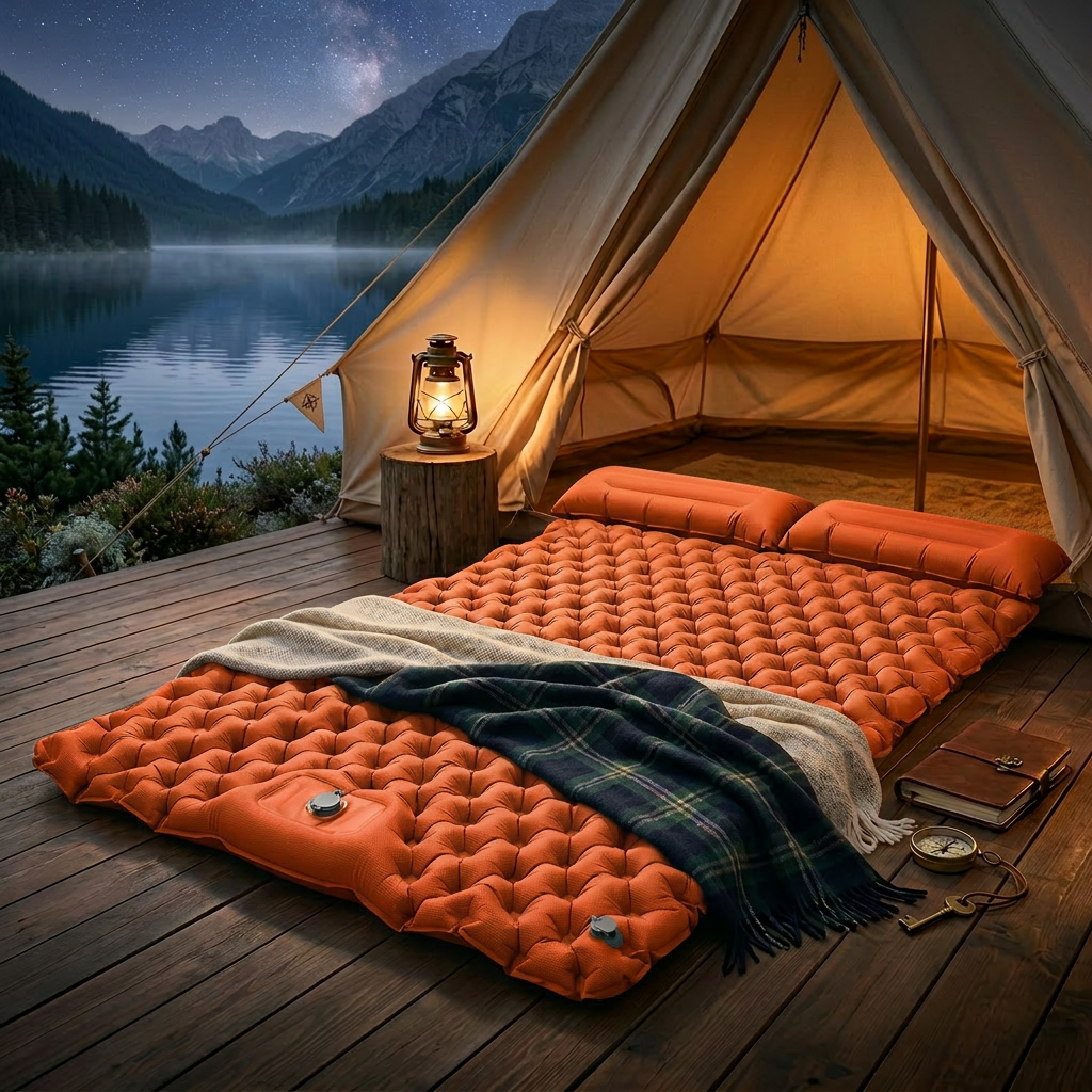 Ultralight Double Self-Inflating Trekking Mattress with Extra Wide Design | Ideal Comfort for Camping and Hiking