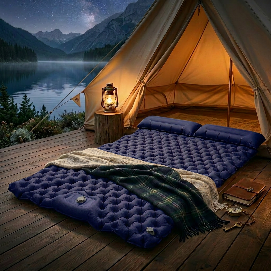 Ultralight Double Self-Inflating Trekking Mattress with Extra Wide Design | Ideal Comfort for Camping and Hiking