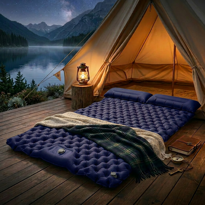 Ultralight Double Self-Inflating Trekking Mattress with Extra Wide Design | Ideal Comfort for Camping and Hiking