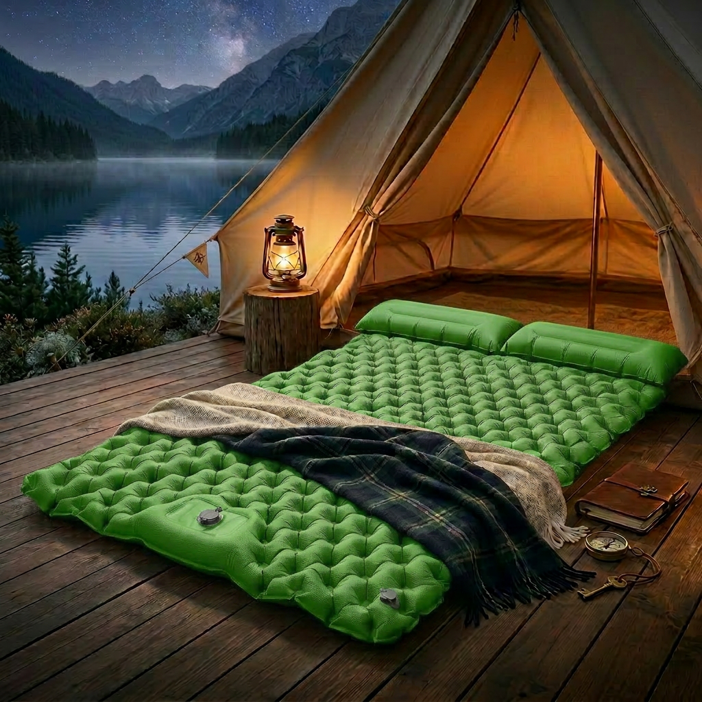 Ultralight Double Self-Inflating Trekking Mattress with Extra Wide Design | Ideal Comfort for Camping and Hiking