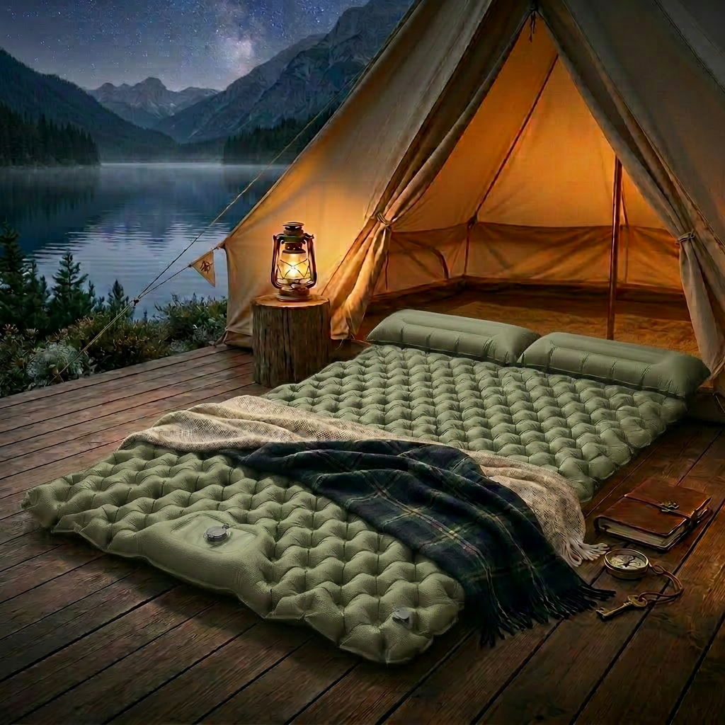 Ultralight Double Self-Inflating Trekking Mattress with Extra Wide Design | Ideal Comfort for Camping and Hiking