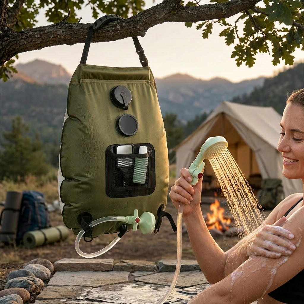 Portable Camping Shower with 20-Liter Capacity and Heating Design for Warm Showers in Nature