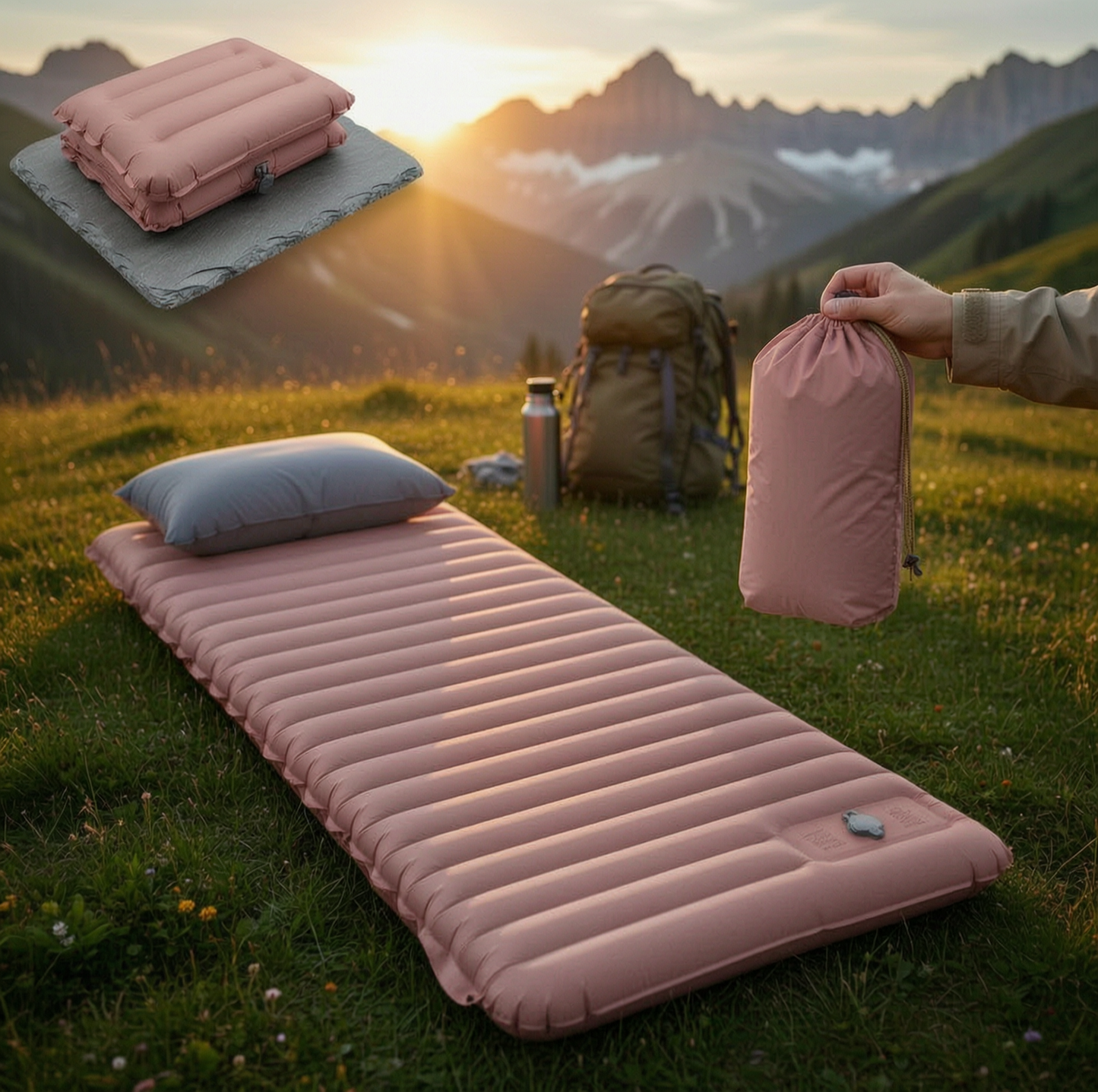 Extra Thick Camping Mat | 4-Inch Self-Inflating Pad for Comfort and Versatility