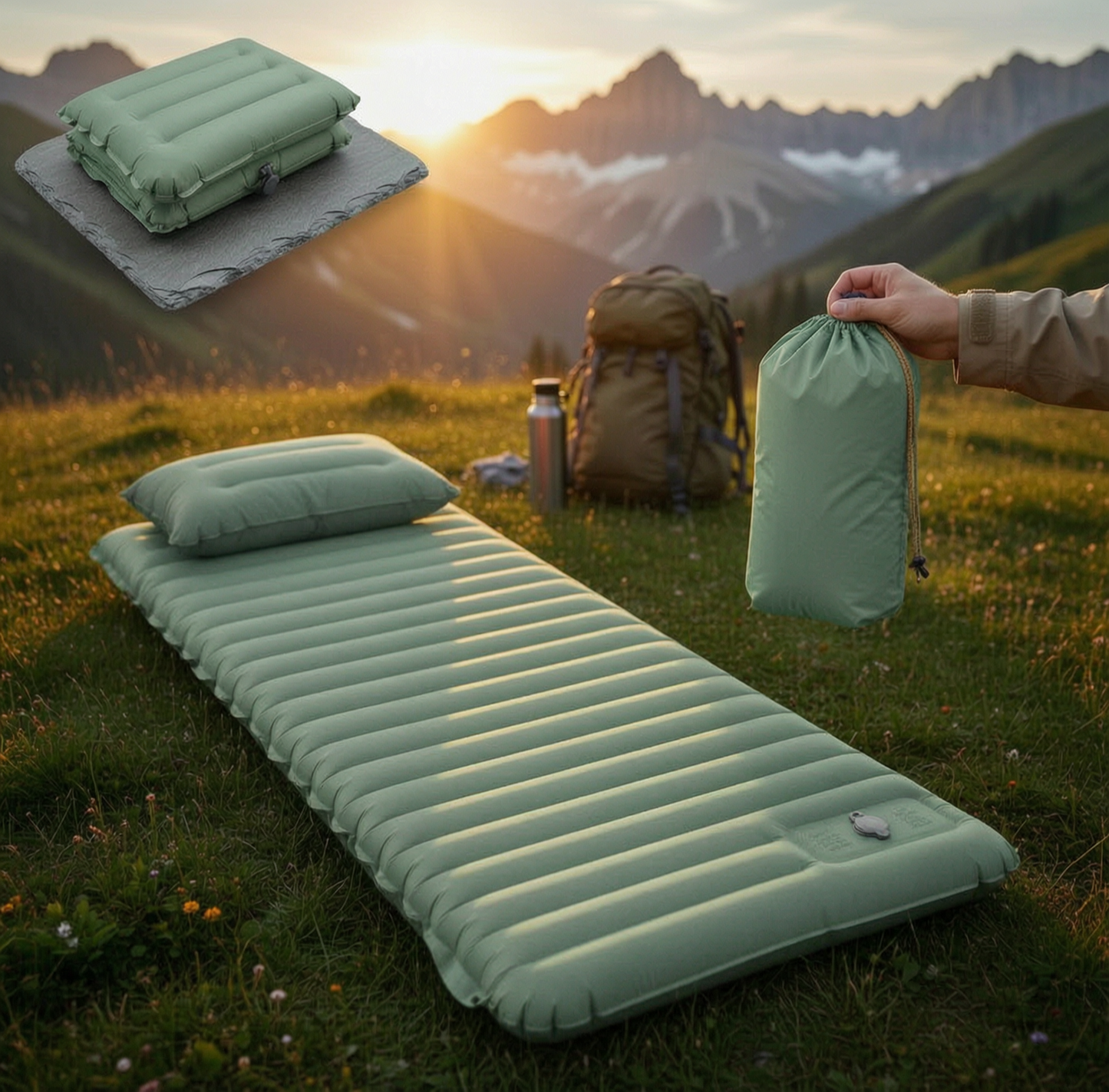 Extra Thick Camping Mat | 4-Inch Self-Inflating Pad for Comfort and Versatility