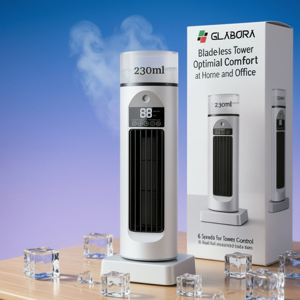 Blade-less Tower Fan with Mist and Remote Control | 6 Speeds for Optimal Comfort at Home and Office