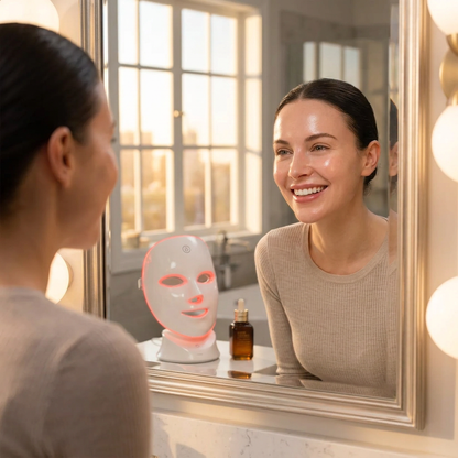 Maschera Viso LED | Terapia della Luce con Ringiovanimento e Collagene | Trattamento Anti-invecchiamento per Pelle Radiosa