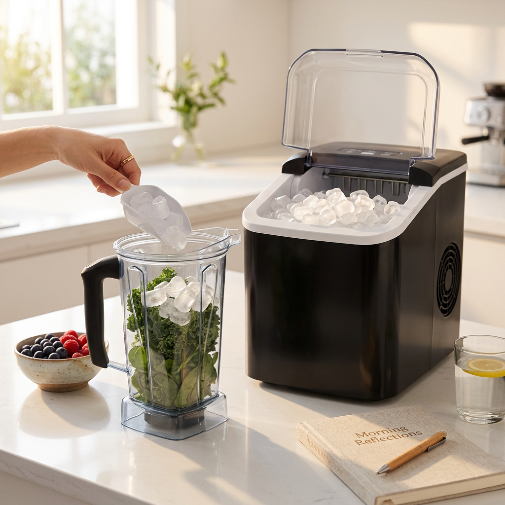 Professional Ice Maker | Fast Production of 16 Cubes in 13 Minutes | 34-Pound External Tank for Home and Commercial Use