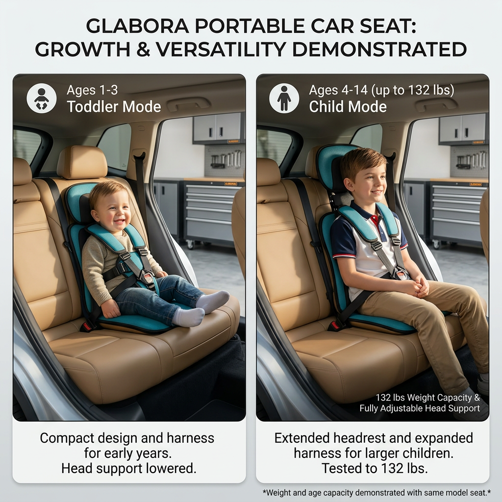 Seggiolino Da Viaggio Compatto | Leggero E Pieghevole Con Imbracatura Sicura | Comodo E Pronto Per Viaggi Con Bambini