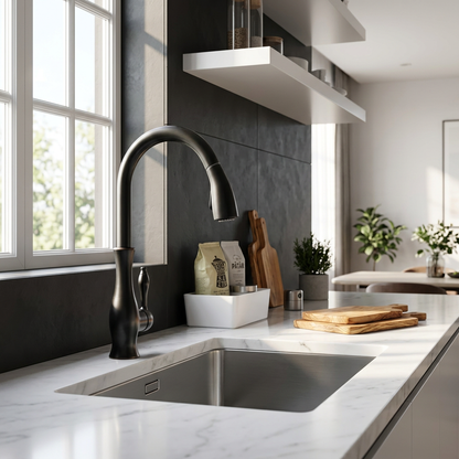 Pull-Out Kitchen Faucet with Spray Head for Greater Flexibility | Modern Stainless Steel Design for Any Kitchen