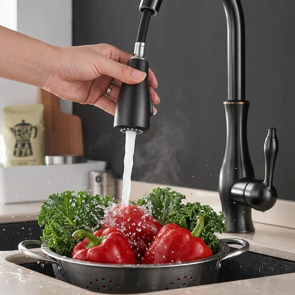 Pull-Out Kitchen Faucet with Spray Head for Greater Flexibility | Modern Stainless Steel Design for Any Kitchen