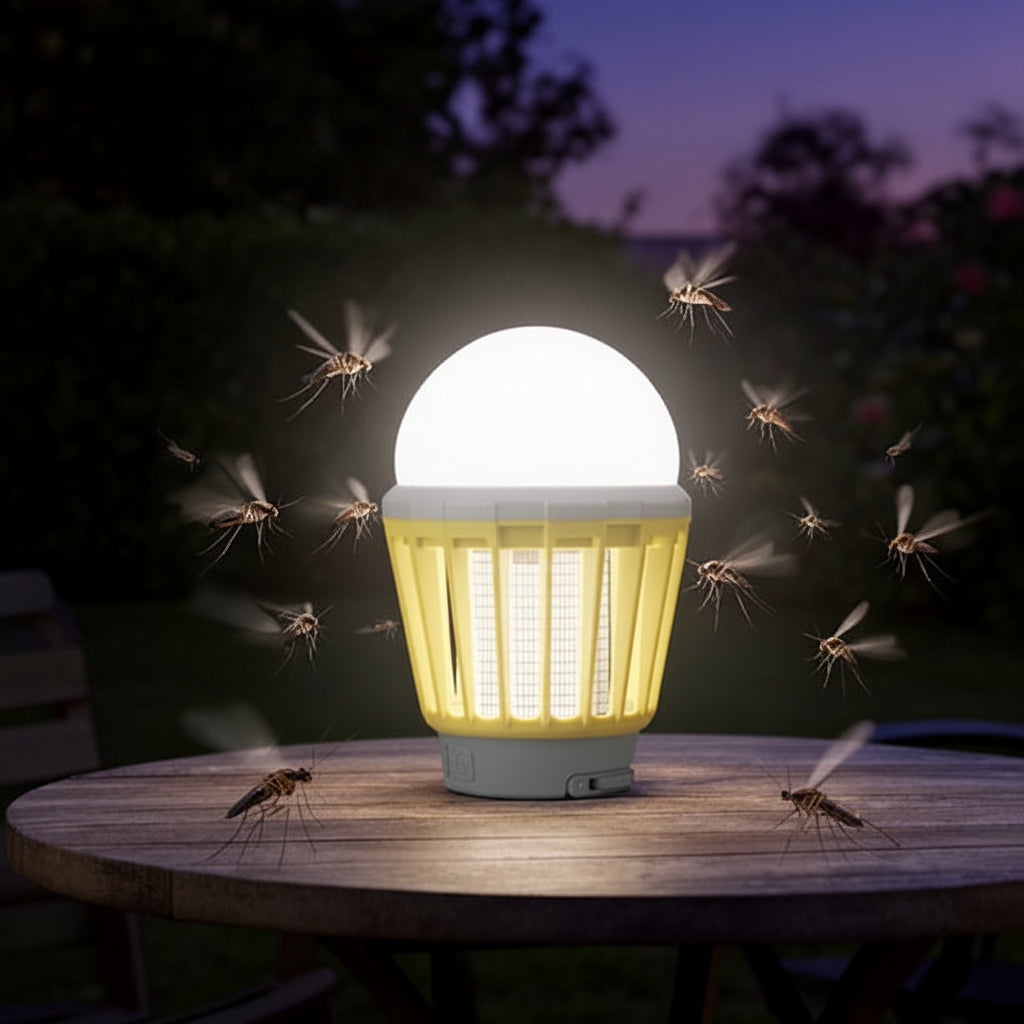 Rechargeable Outdoor Mosquito Lamp with Waterproof LED Light - Up to 30 Hours of Effective Protection