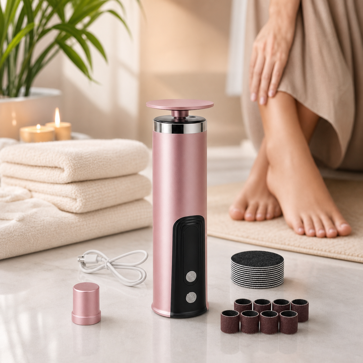 Pedicure Pro | Dispositivo Elettrico per Rimozione Calli con Funzione Ricaricabile | Strumento Wireless per Pelle Morta e Unghie