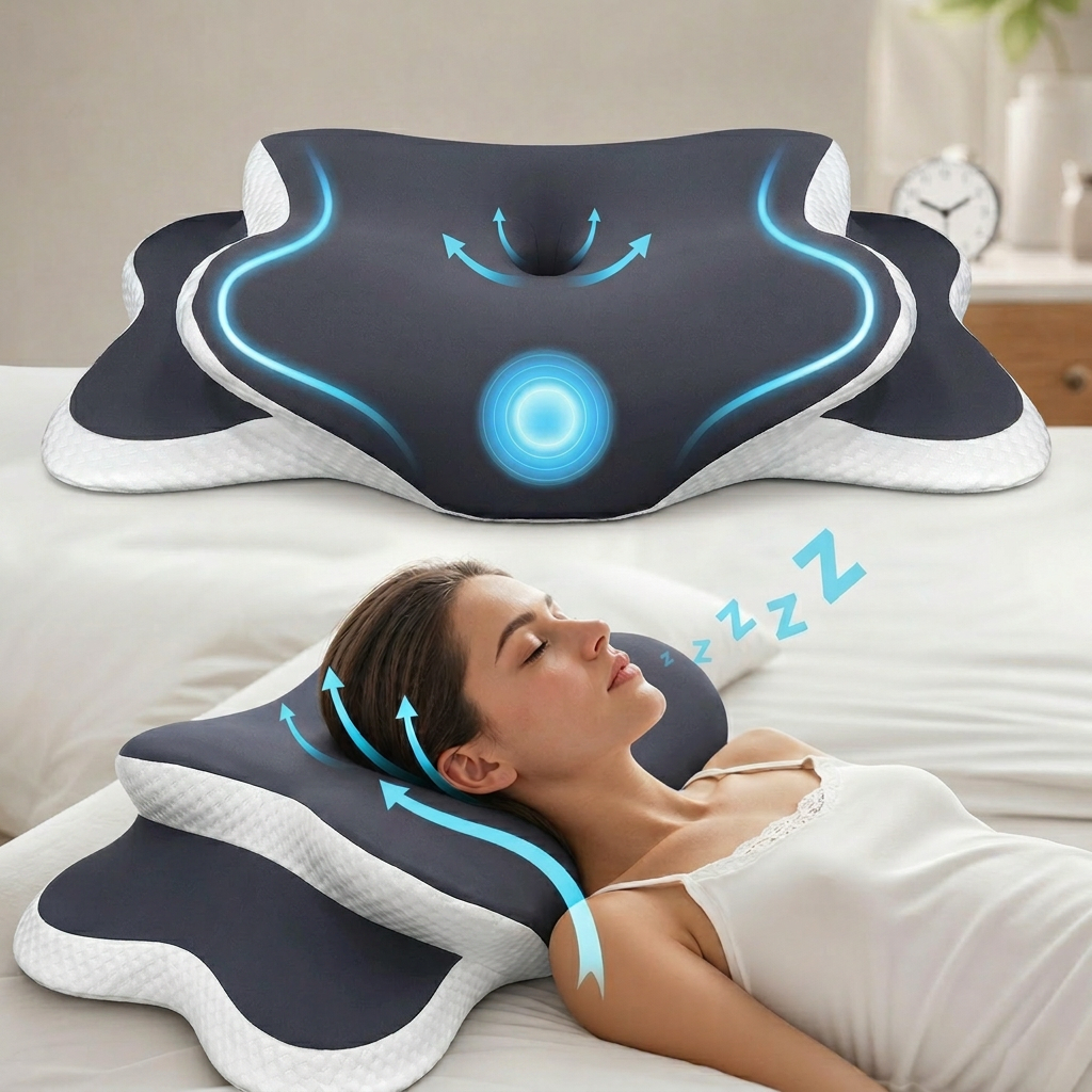 Cuscino Butterfly | Cuscino Cervicale in Memory Foam con Design Ergonomico | Supporto Personalizzato per Alleviare il Dolore al Collo