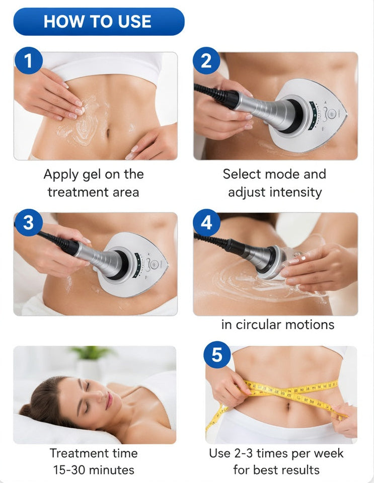 Anti-cellulitis massager | Lichaamsapparaat met ultrasone cavitatie | Vetvermindering en verbetering van huidelasticiteit