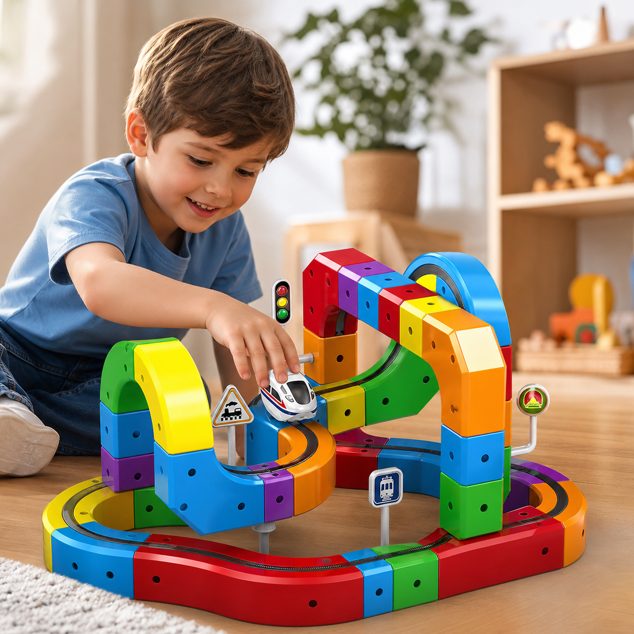 Set magnetische elektrische rails | 81 stuks met antizwaartekrachtvoertuigen | Creatief speelgoed om de fantasie van kinderen te stimuleren