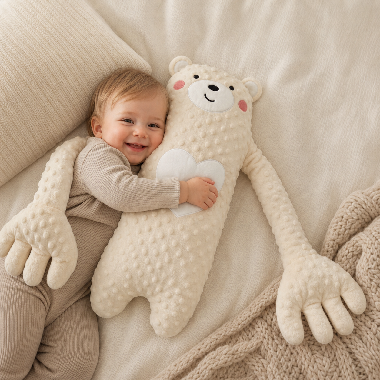 CuddleNest | Zachte knuffel slaapgenoot met lange armen | Ontspannend comfort voor kinderen
