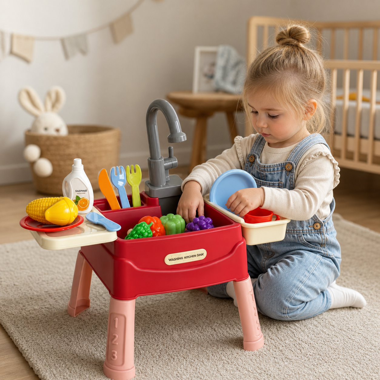 Set di Lavello da Cucina per Bambini con Acqua Corrente | Gioco di Ruolo Colorato per Sviluppo Creativo e Divertimento