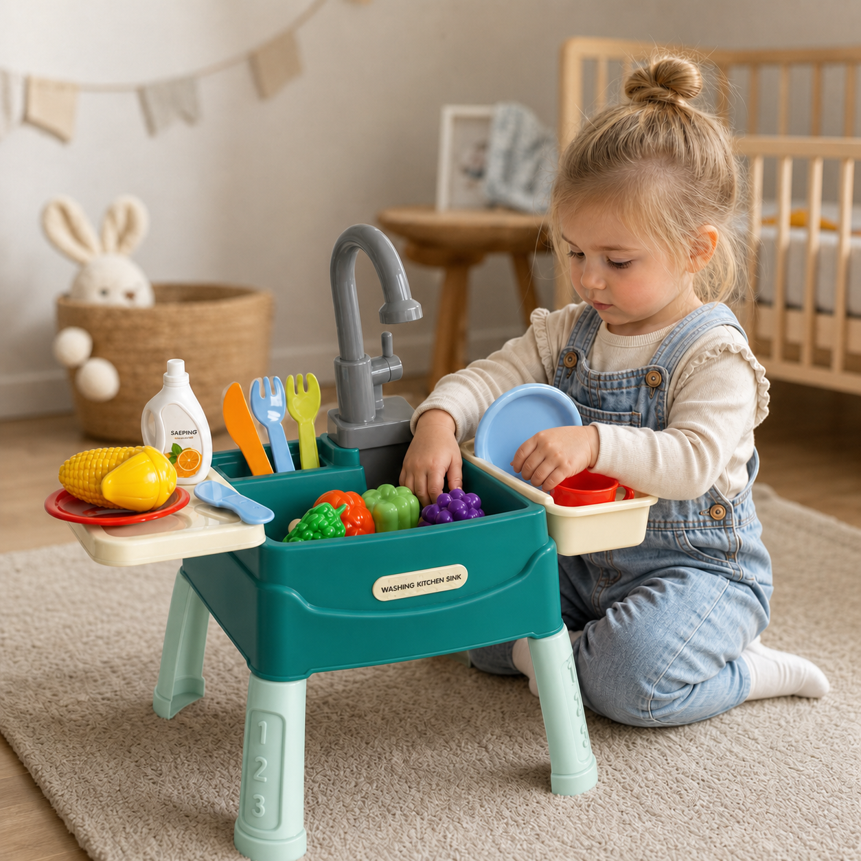 Set di Lavello da Cucina per Bambini con Acqua Corrente | Gioco di Ruolo Colorato per Sviluppo Creativo e Divertimento