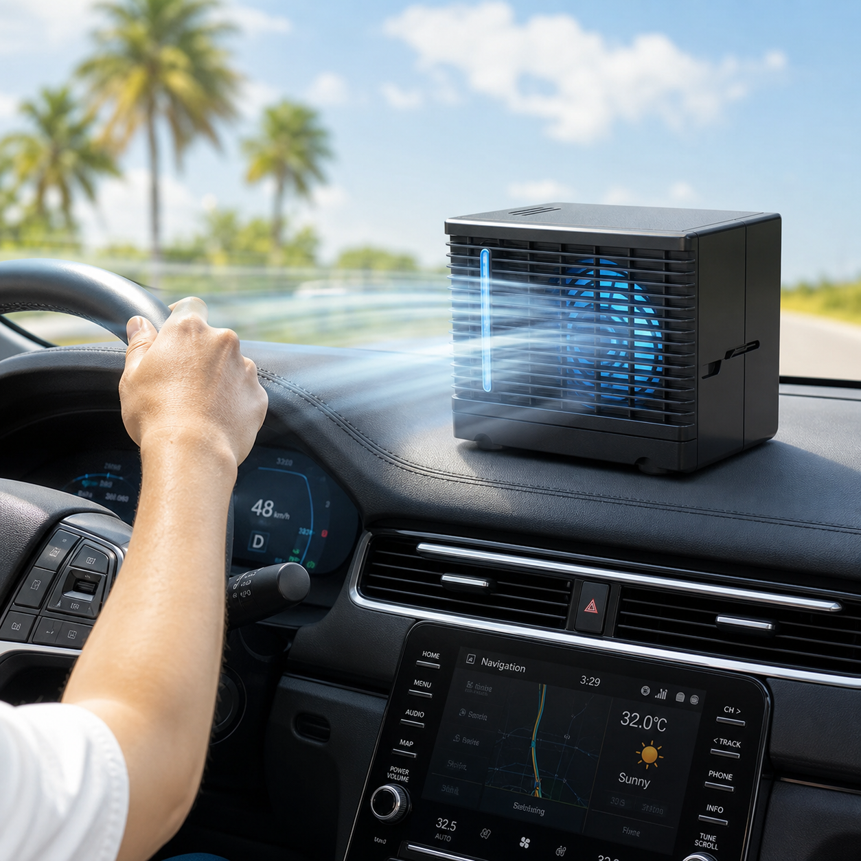 Draagbare Auto Luchtverfrisser met Stil Werkende Functie | Ideaal voor Zomerse Reizen en Optimale Comfort
