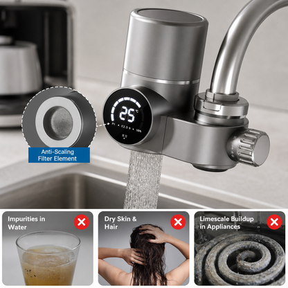 Filtro per Rubinetto con Luce UV e Display LED | Accessorio Anticalcare per Acqua Purificata