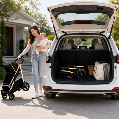 3-in-1 Multifunctional Trio Stroller with Foldable Design and High Safety for Comfortable Travel