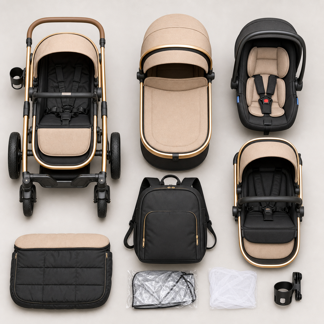 3-in-1 Multifunctional Trio Stroller with Foldable Design and High Safety for Comfortable Travel