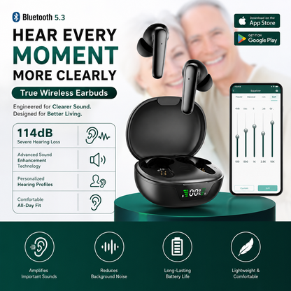 Rechargeable Hearing Aids | Digital Audio Amplifier with Bluetooth | App Control for Clear and Personalized Hearing