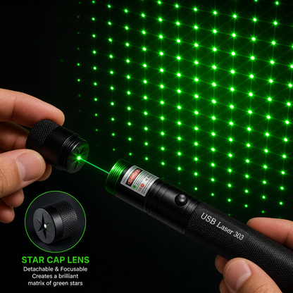 Puntatore Laser Potente | Ricaricabile a Lungo Raggio con Messa a Fuoco Regolabile | Ideale per Presentazioni e Osservazioni