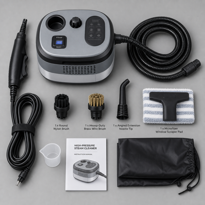 Nettoyeur vapeur portable | Machine de nettoyage haute pression avec accessoires inclus | Idéal pour la voiture et la cuisine