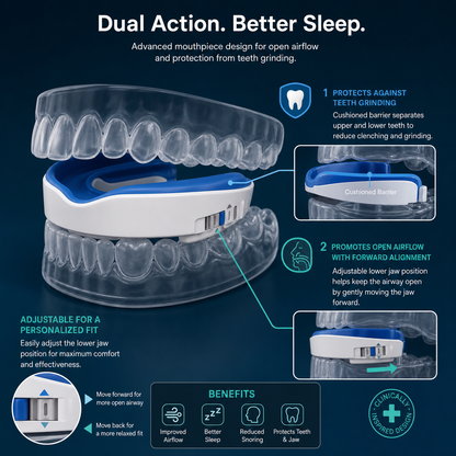 Dispositif antironflement | Gouttière réglable pour améliorer le sommeil | Une solution efficace contre le bruxisme et pour un confort nocturne optimal