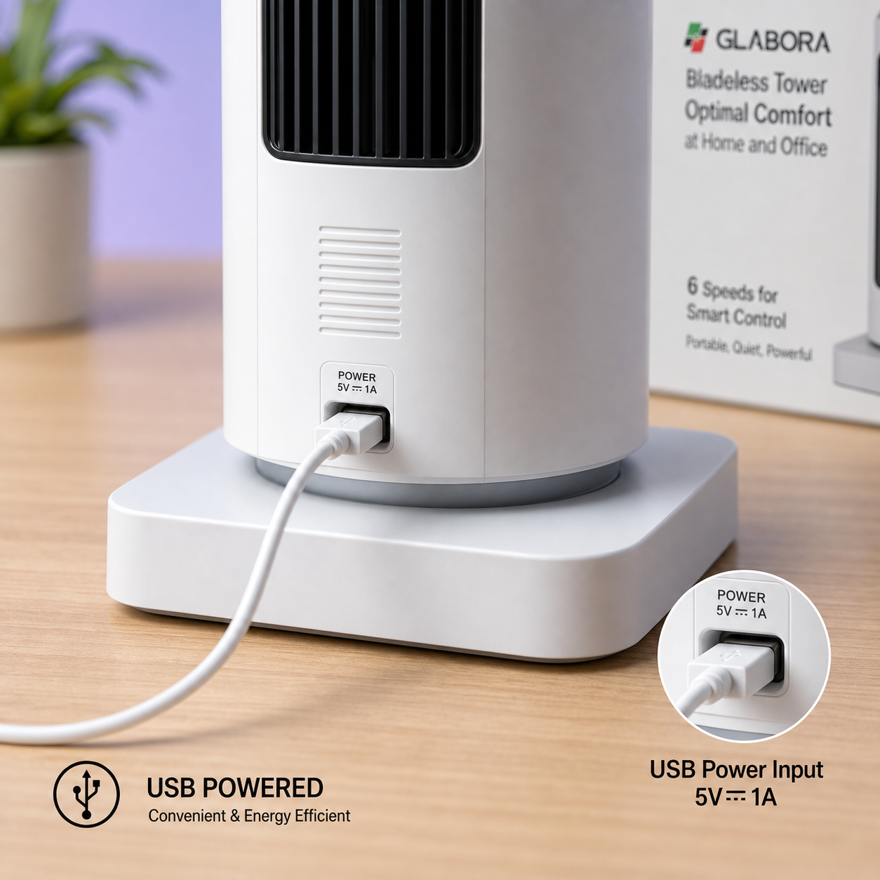 Ventilateur colonne sans pales avec brumisation et télécommande | 6 vitesses pour un confort optimal à la maison et au bureau