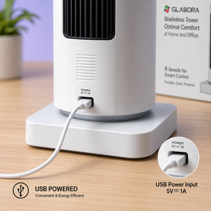 Ventilateur colonne sans pales avec brumisation et télécommande | 6 vitesses pour un confort optimal à la maison et au bureau