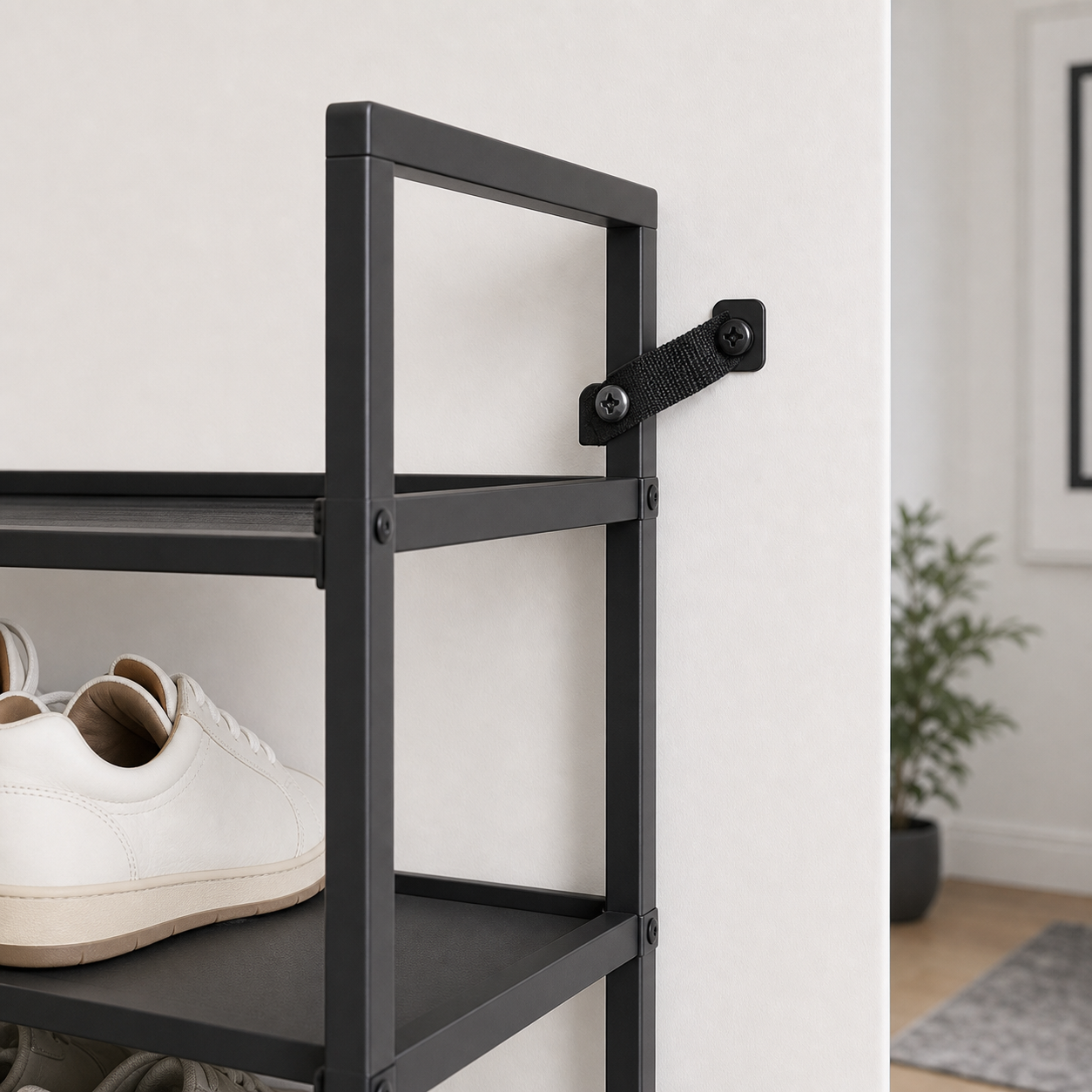 Étagère à chaussures peu encombrante en métal avec 10 niveaux pour une capacité de rangement maximale