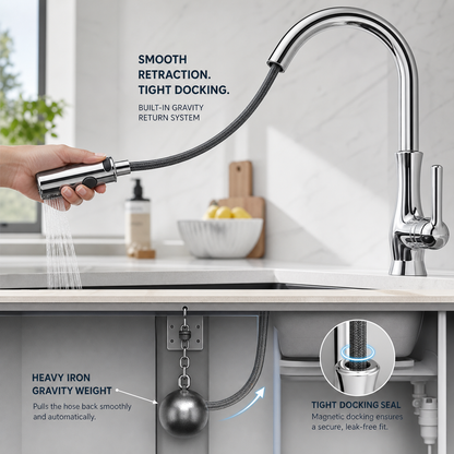 Robinet de cuisine extractible avec douchette pour plus de flexibilité | Design moderne en acier inoxydable pour toutes les cuisines
