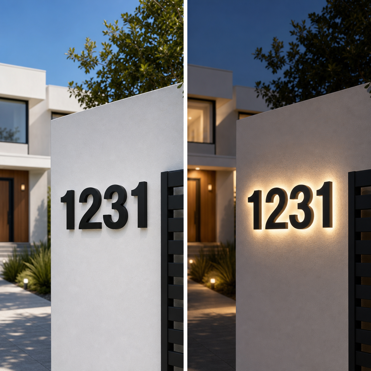 Numéros de maison LED extérieurs personnalisés au design élégant avec éclairage IP68 pour une meilleure visibilité nocturne