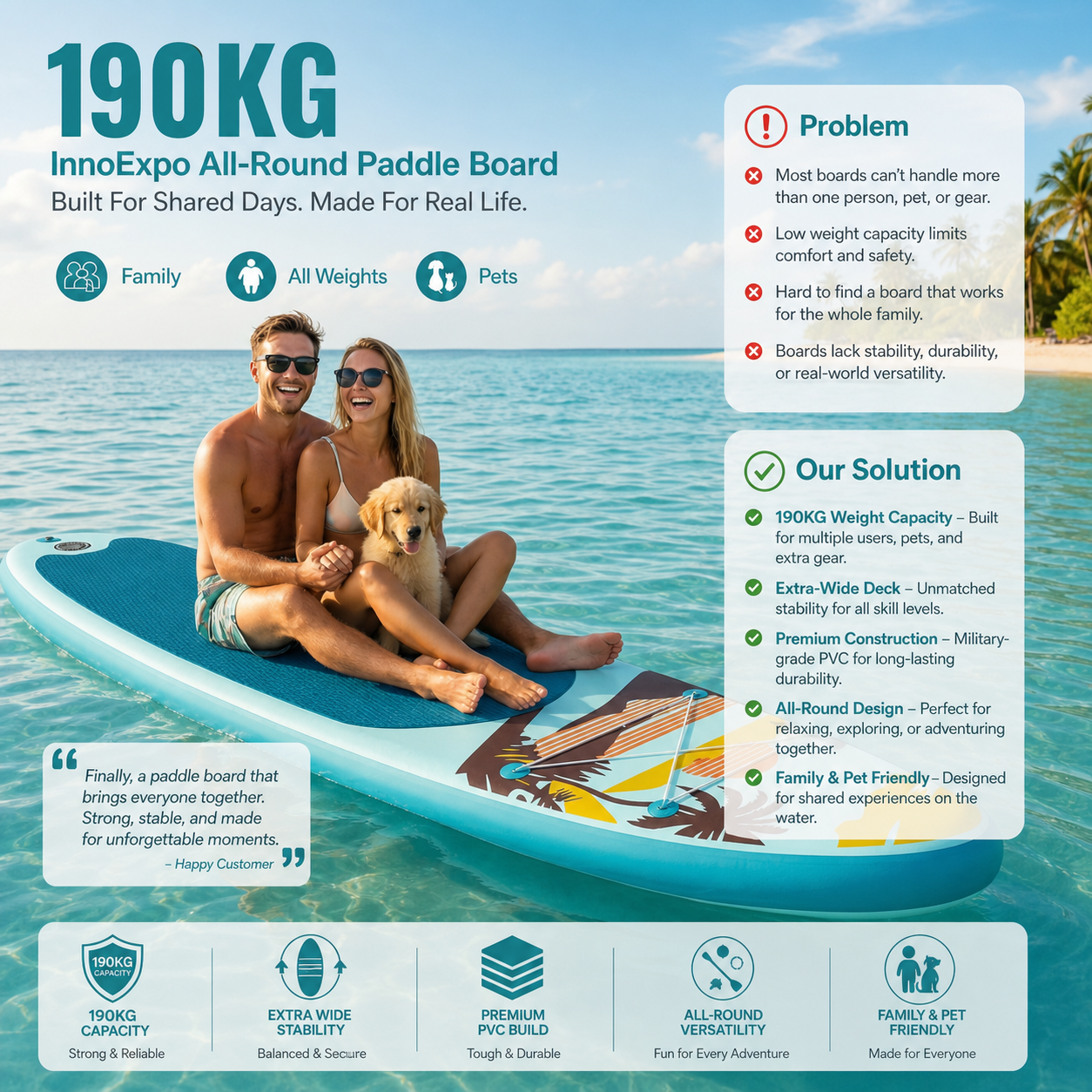Tavola Da Sup Gonfiabile Con Superficie Antiscivolo | Accessori Inclusi Per Sport Acquatici