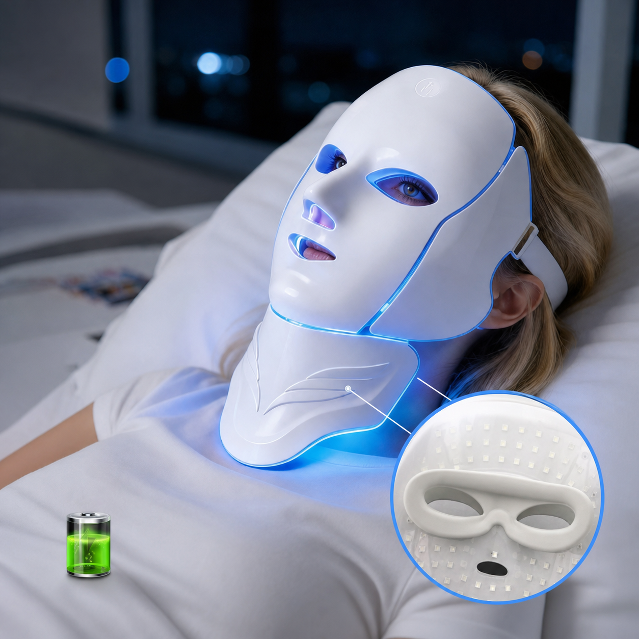 Maschere Facciali LED | Maschera Ringiovanente Senza Fili con 7 Colori | Trattamento Anti-Aging per una Pelle Sana e Luminoso