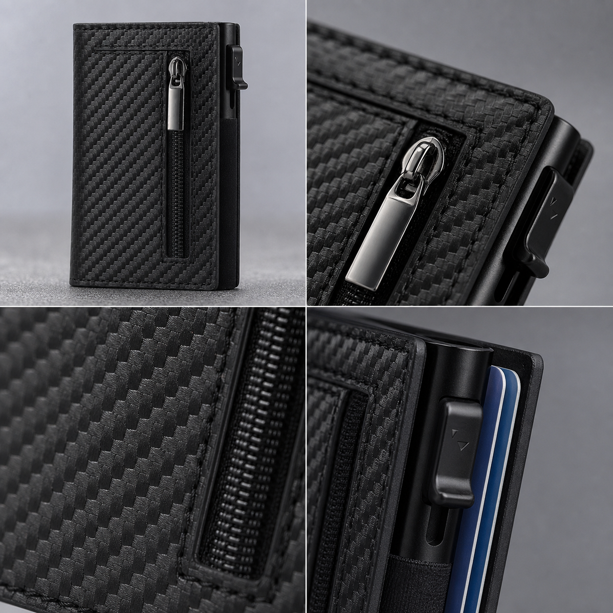 Portafoglio Uomo Minimalista in Fibra di Carbonio con Tecnologia RFID | Portacarte Sottile per Sicurezza e Stile