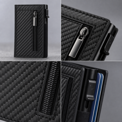 Portafoglio Uomo Minimalista in Fibra di Carbonio con Tecnologia RFID | Portacarte Sottile per Sicurezza e Stile