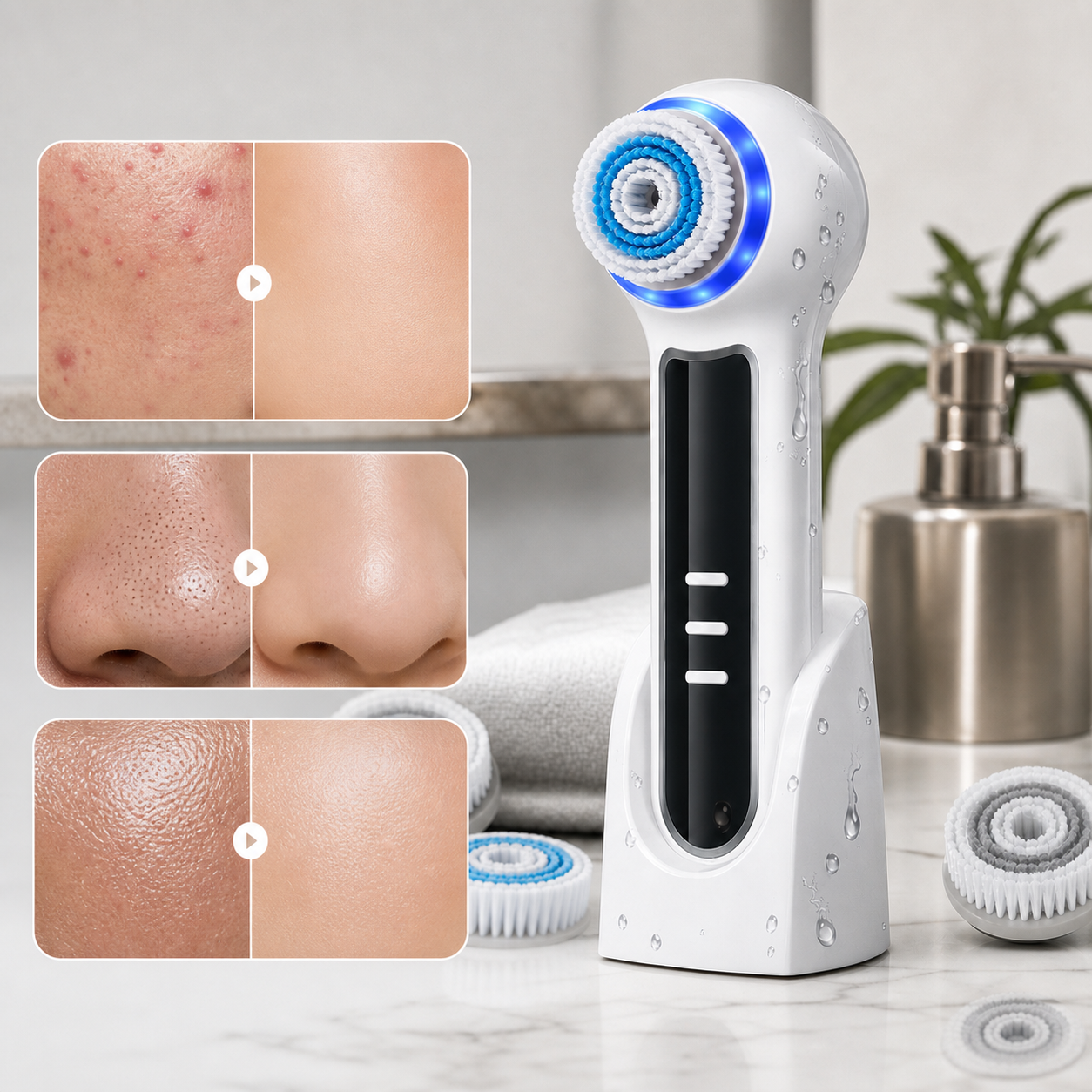 Detergente Viso Sonico 3 in 1 con Tecnologia Avanzata | Pulizia Profonda per una Pelle Radiosa