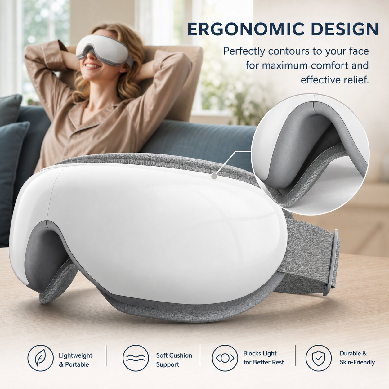 Eye Massager | Bluetooth Mask with Vibration and Heating | Relaxation and Comfort to Relieve Eye Strain