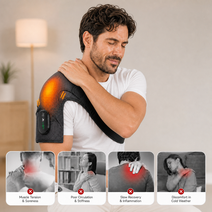 Shoulder Massage Belt with Electric Heating and Adjustable LED Intensity - Comfort and Relaxation to Relieve Muscle Tension