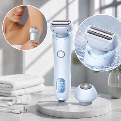 Women's Electric Shaver | Painless 2-in-1 Shaver with Waterproof Design | Interchangeable Heads for Versatile and Safe Use