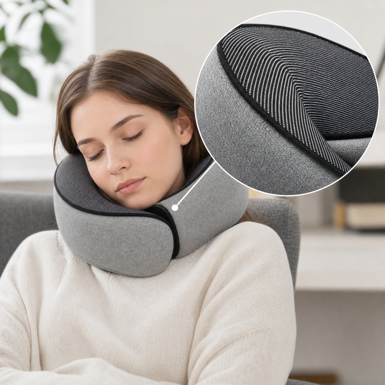 Cuscino da Viaggio Ergonomico in Memory Foam con Supporto Regolabile | Fodera Rimovibile per Comfort Totale in Aereo e Auto