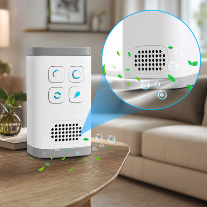 Purificatore D'Aria Mini | Generatore di Ozono e Ionizzatore con Design Compatto | Purifica e Deodora per Ambienti Fumosi