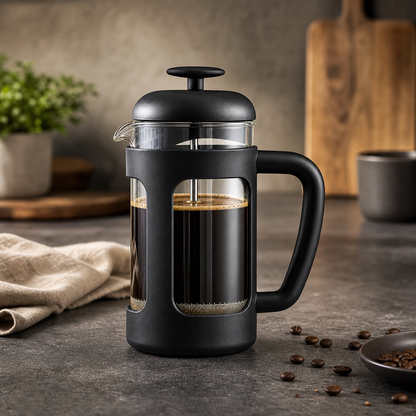 Caffettiera Francese in Vetro Borosilicato con Filtraggio a 4 Livelli | Design Ergonomico per Infusi Perfetti