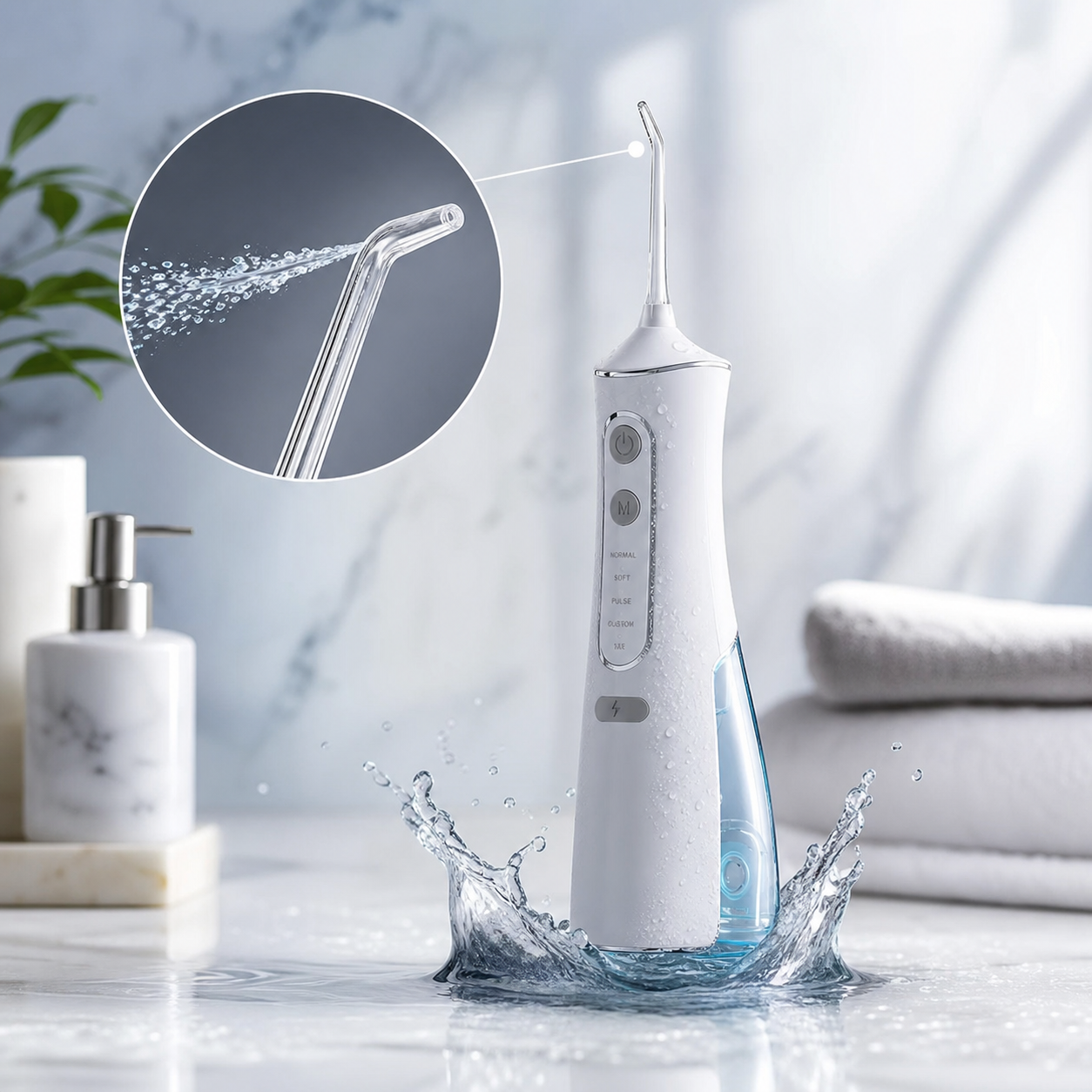 Irrigatore Orale Ricaricabile | 4 Modalità e 5 Ugelli per Pulizia Profonda | Ideale per Igiene Dentale Completa
