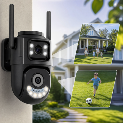 Telecamera di Sicurezza WiFi con Visione Notturna e Tracciamento Automatico | Videosorveglianza Esterno per Protezione Casa